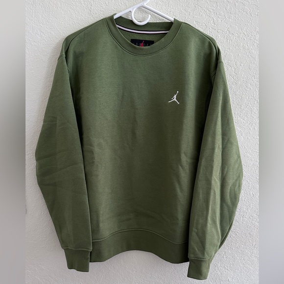 Nike Jordan Brooklyn Fleece Men's Crewneck Sweatshirt Size S Olive FJ7776-340 - Picture 2 of 7
